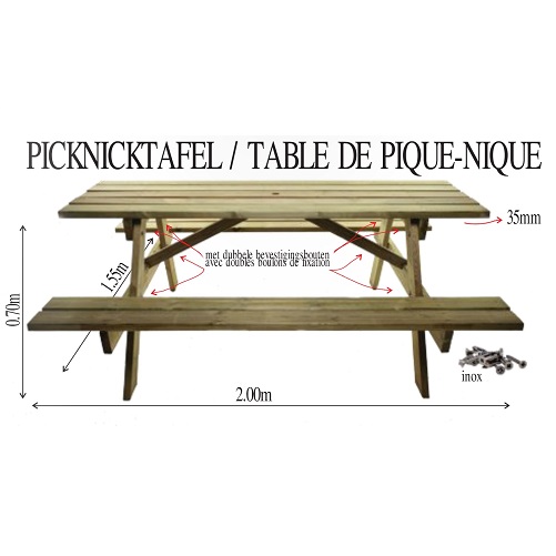 PICKNIKTAFEL 2 METER PICKNIKTAFEL 2 METER
