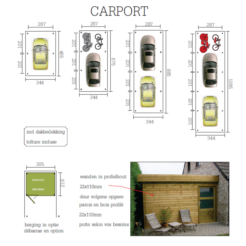 CARPORT LOSSTAAND - 344 X 474 CM CARPORT LOSSTAAND - 344 X 474 CM